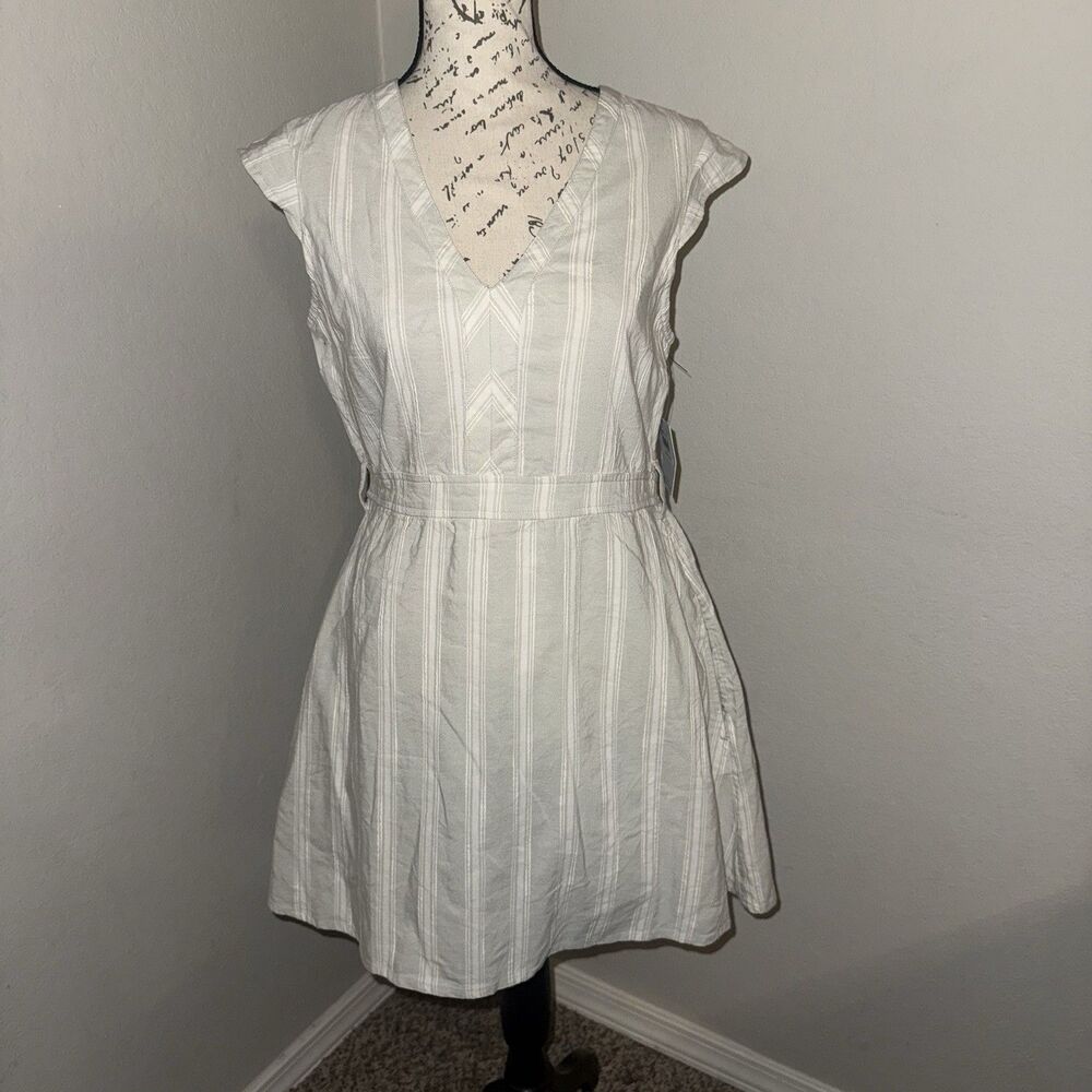 O'Neill White Striped Short Dress V-Neck Cap Sleeve Lightweight XS